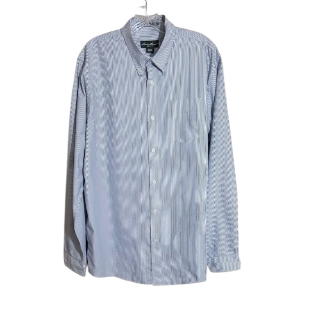 Eddie Bauer men’s large wrinkle resistant relaxed fit striped button down shirt